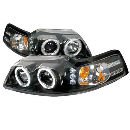 OVERTIME Halo LED Projector Headlight for 99 to 04 Ford Mustang, Black - 10 x 21 x 26 in. OV126225